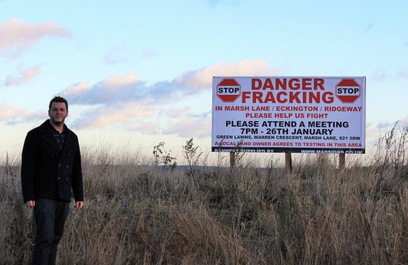 Cllr Alex Dale close to the proposed site for exploratory drilling at Bramleymoor Lane, Marsh Lane
