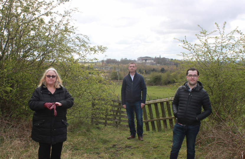 Cllrs Wendy Tinley, Steve Clough and David Drabble at the Westthorpe site