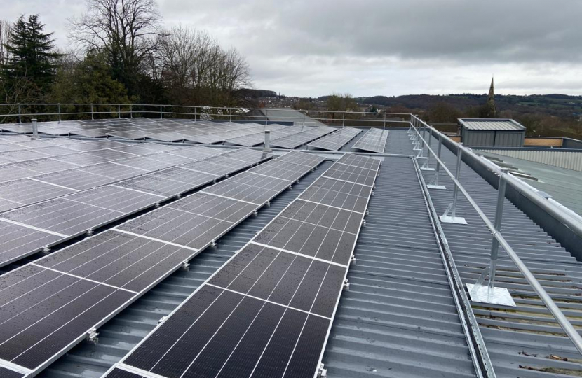 Solar panels on Dronfield Sports Centre roof