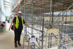 Eckington leisure centre with scaffolding during improvement work