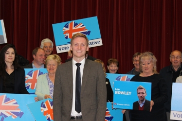 Lee Rowley surrounded by Conservative Party Members following his selection as Parliamentary Candidate for North East Derbyshire