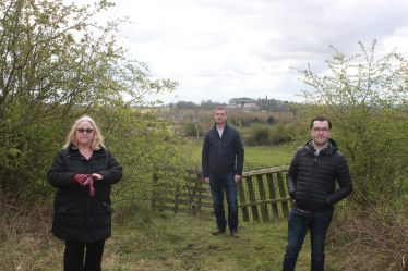 Cllrs Wendy Tinley, Steve Clough and David Drabble at the Westthorpe site