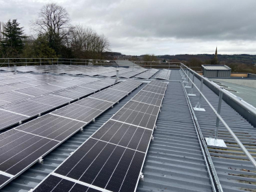 Solar panels on Dronfield Sports Centre roof